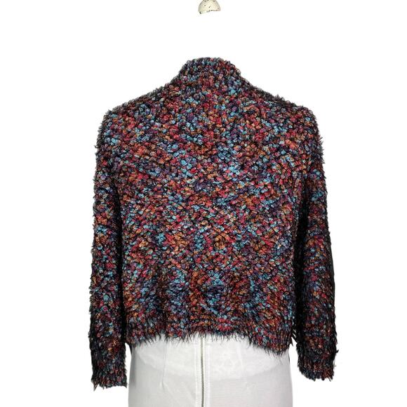 La Fee Verte Open Front Cropped Confetti Stitched Cardigan Women XS Eyelash - Picture 4 of 9